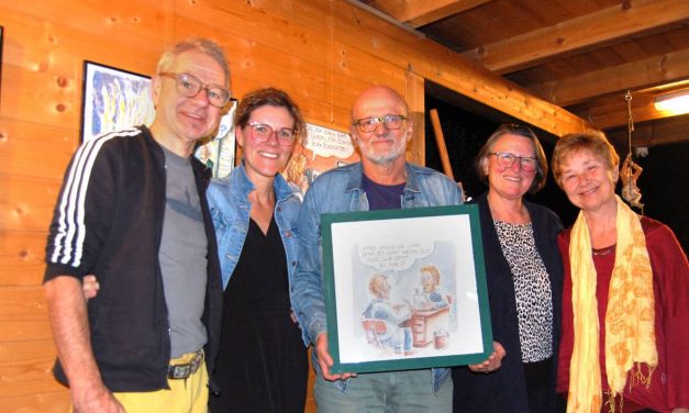 Absichtsloses Gartenfest mit Cartoon-Ausstellung